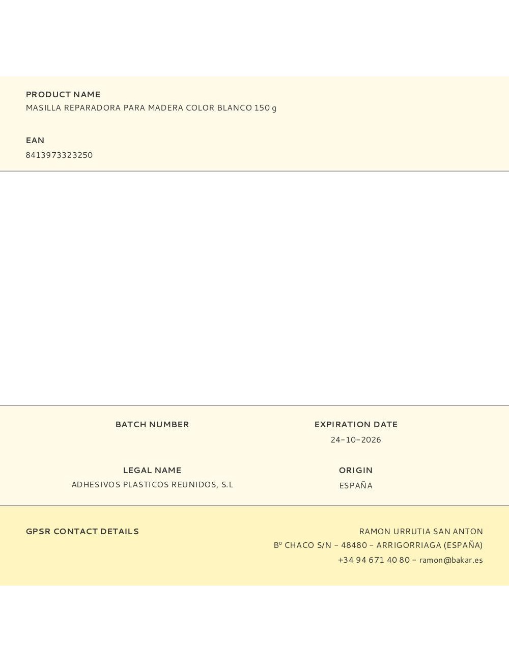 Masilla reparadora para madera color blanco 150 g