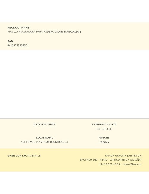 Masilla reparadora para madera color blanco 150 g