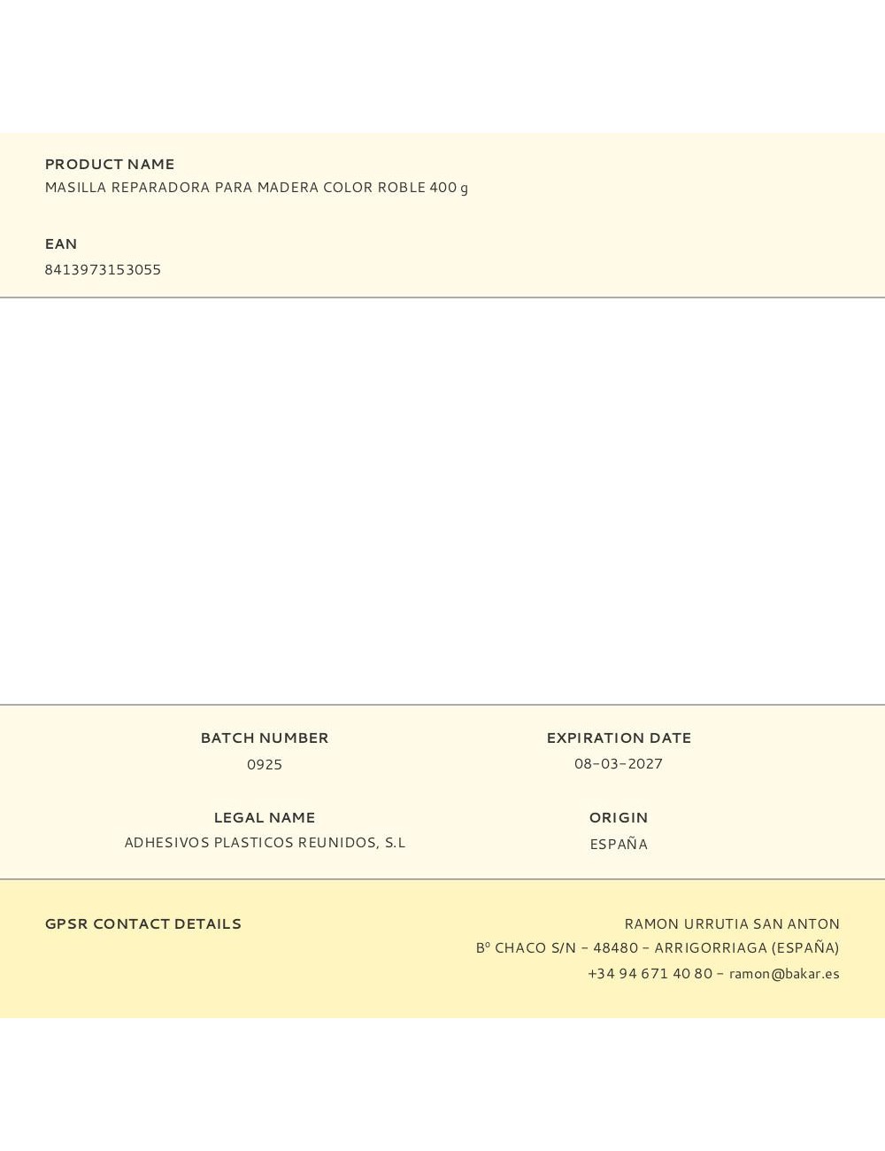 Masilla reparadora para madera color roble 400 g