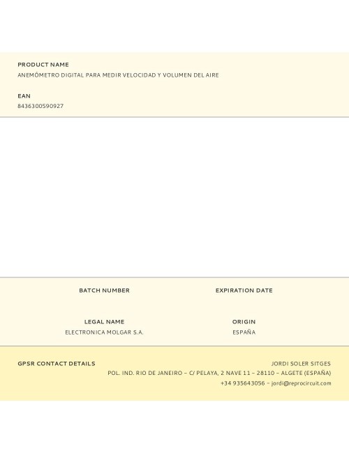 Anemómetro digital para medir velocidad y volumen del aire