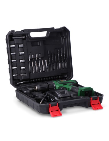 Kit taladro atornillador a bateria, 27 accesorios