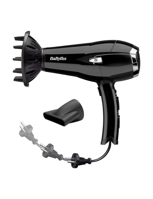 Secador de pelo negro con cable retráctil 2000 w