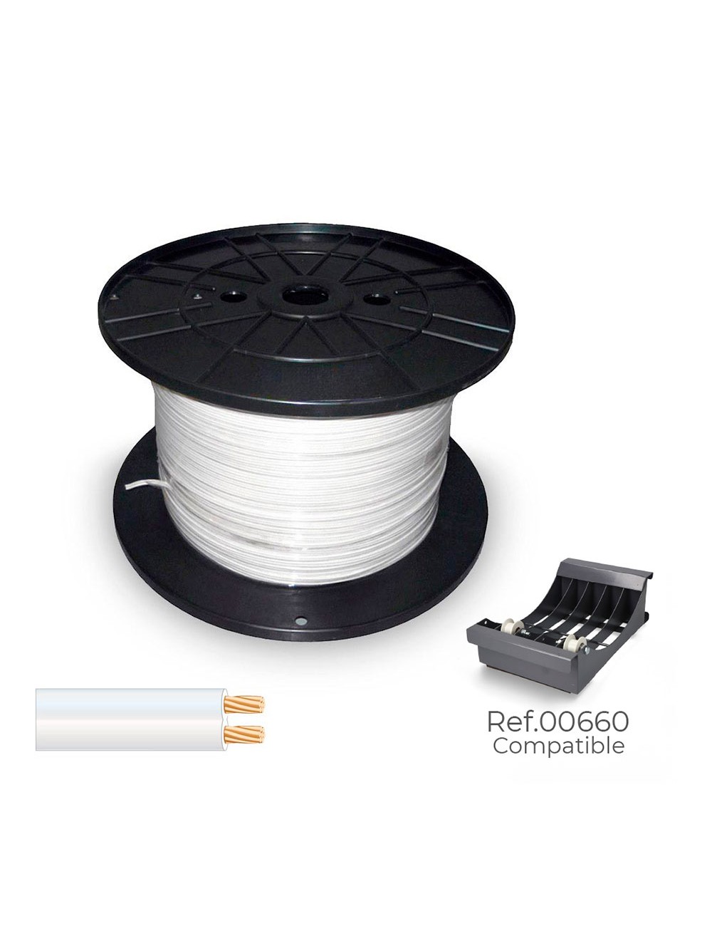 Cable paralelo 48v 2 x 0,75 mm blanco 500 m. (bobina mediana)