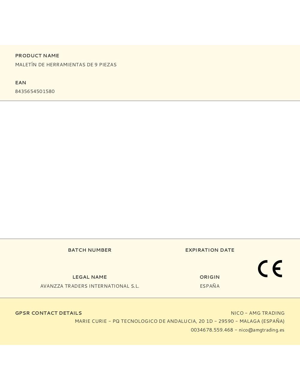 Maletín de herramientas de 9 piezas