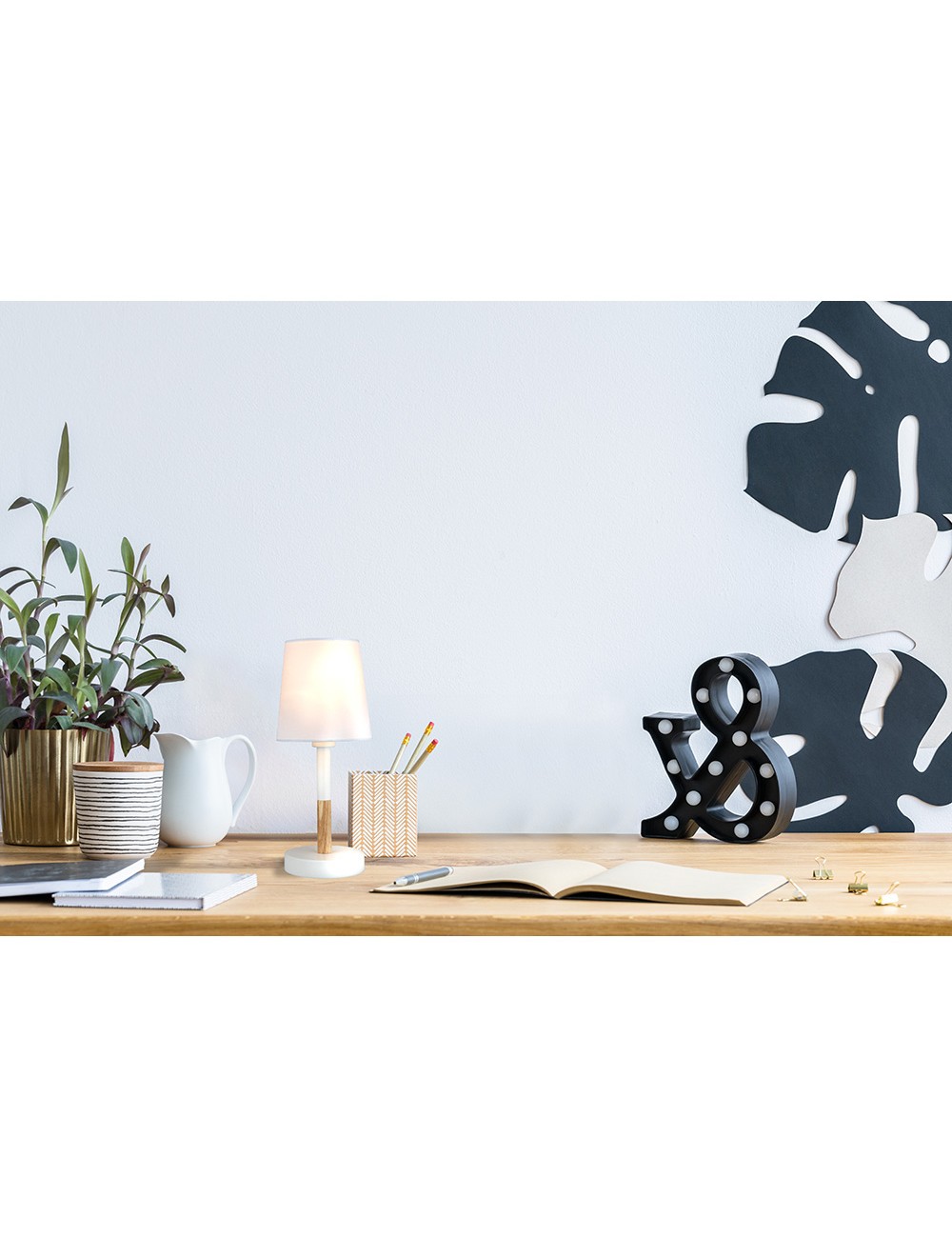 Lámpara de mesa blanca, e14 máx 40 w, ø 13 x 32 cm,