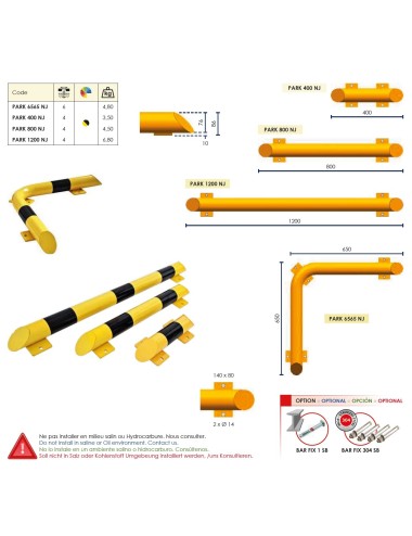 BARRA PROTECCIÓN SUELO CURVA 650X86MM PARK6065NJ