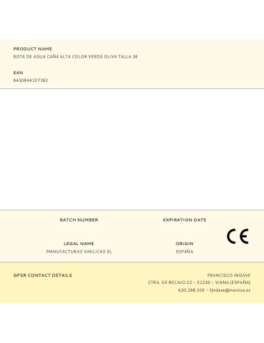 Bota de agua caña alta color verde oliva talla 38