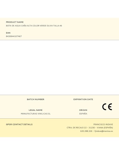 Bota de agua caña alta color verde oliva talla 46