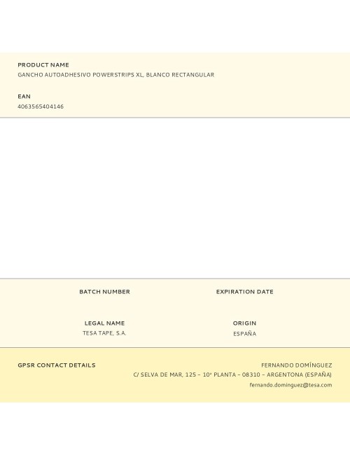 Gancho autoadhesivo powerstrips xl, blanco rectangular