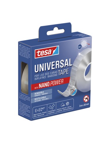 Cinta doble cara universal transparente 30 mm x 3 m