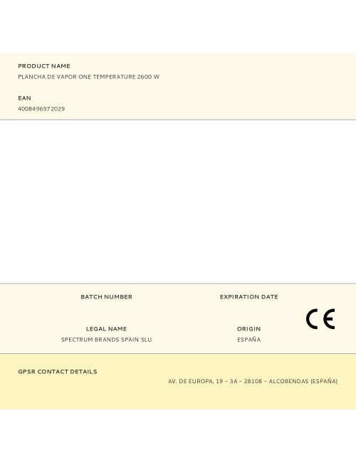 Plancha de vapor one temperature 2600 w