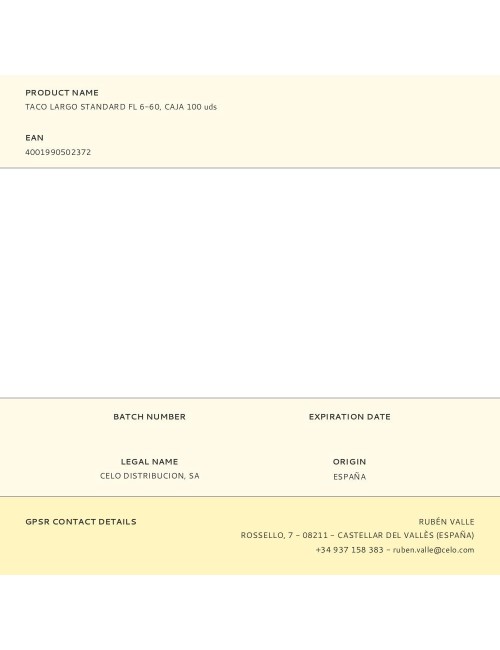Taco largo standard fl 6-60, caja 100 uds
