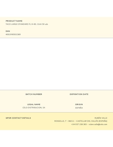 Taco largo standard fl 8-80, caja 50 uds