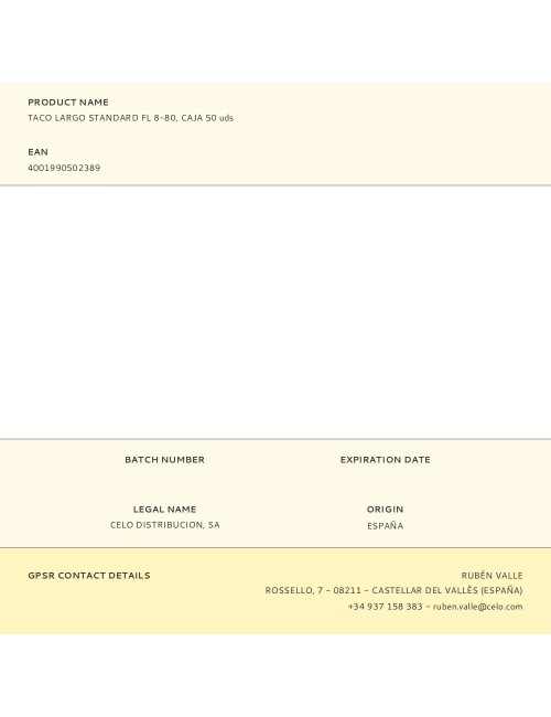 Taco largo standard fl 8-80, caja 50 uds