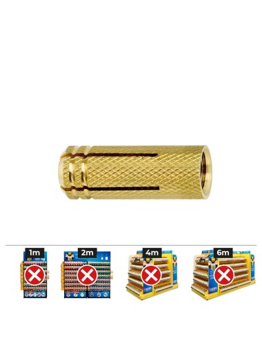 Taco de latón me m6 ø8 x 23 mm, caja 100 uds