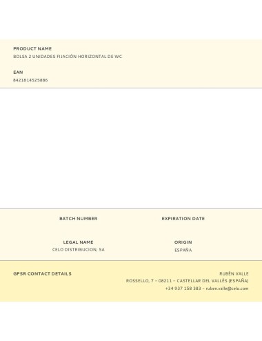 Bolsa 2 unidades fijación horizontal de wc