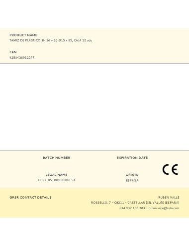 Tamiz de plástico sh 16 - 85 ø15 x 85, caja 12 uds