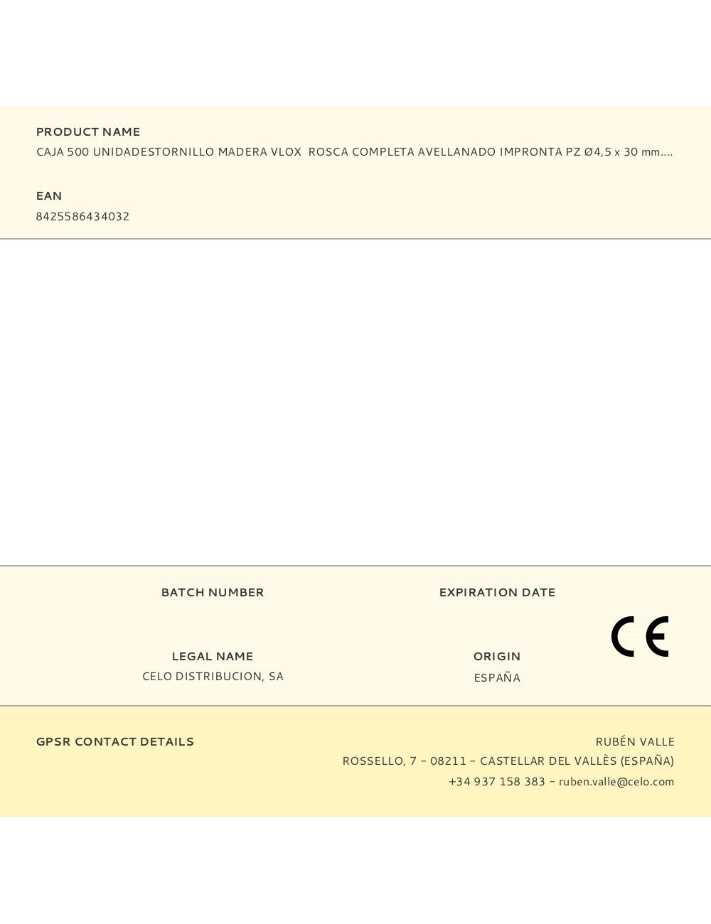 Caja 500 unidadestornillo madera vlox rosca completa avellanado impronta pz ø4,5 x 30 mm. bicromatado