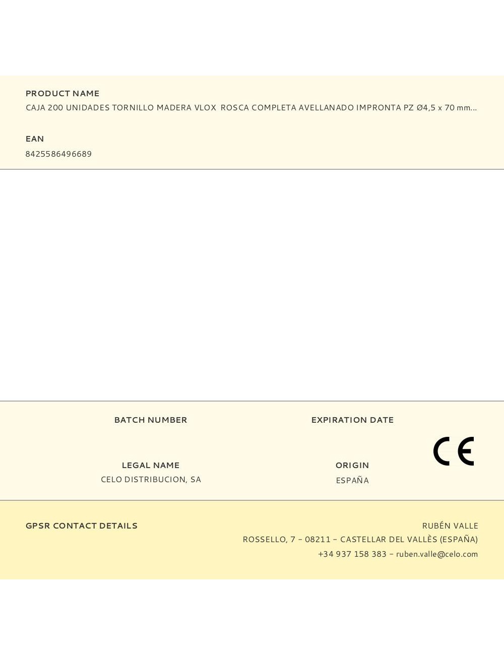 Caja 200 unidades tornillo madera vlox rosca completa avellanado impronta pz ø4,5 x 70 mm bicromatado