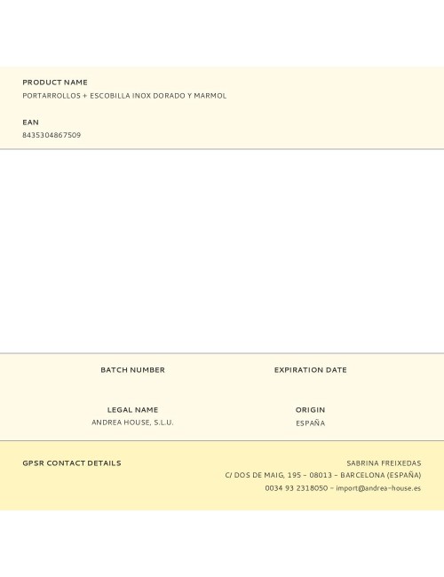 Portarrollos + escobilla inox dorado y marmol