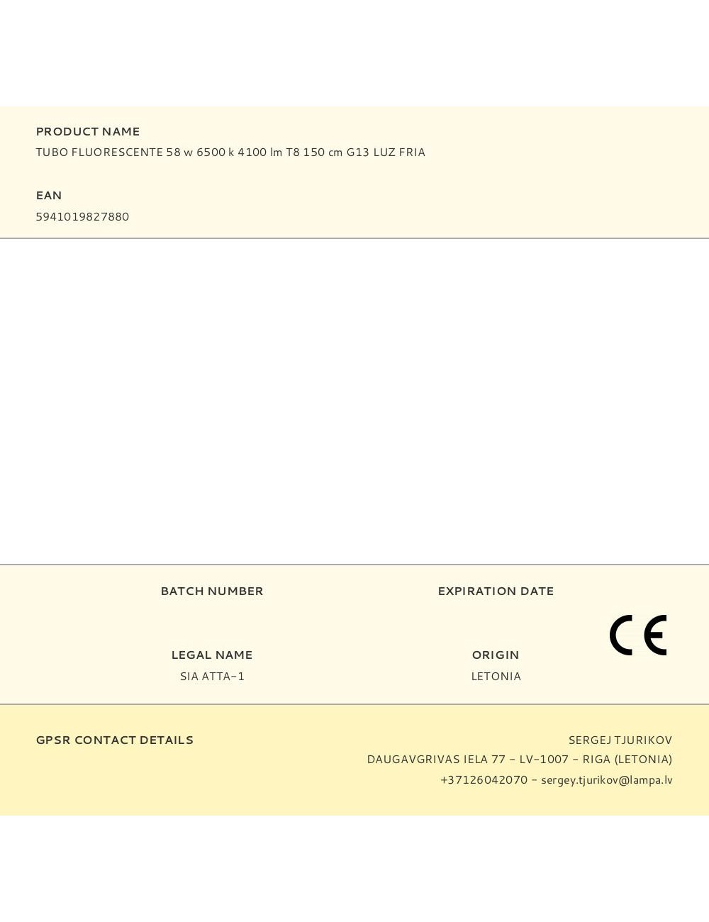 Tubo fluorescente 58 w 6500 k 4100 lm t8 150 cm g13 luz fria