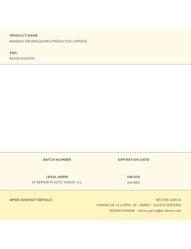 Bandeja organizadora productos limpieza