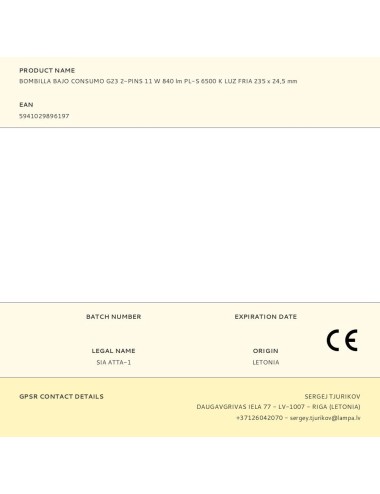 Bombilla bajo consumo g23 2-pins 11 w 840 lm pl-s 6500 k luz fria 235 x 24,5 mm