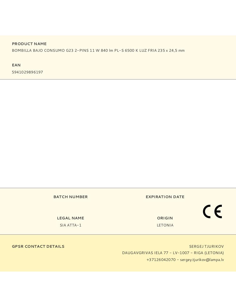 Bombilla bajo consumo g23 2-pins 11 w 840 lm pl-s 6500 k luz fria 235 x 24,5 mm