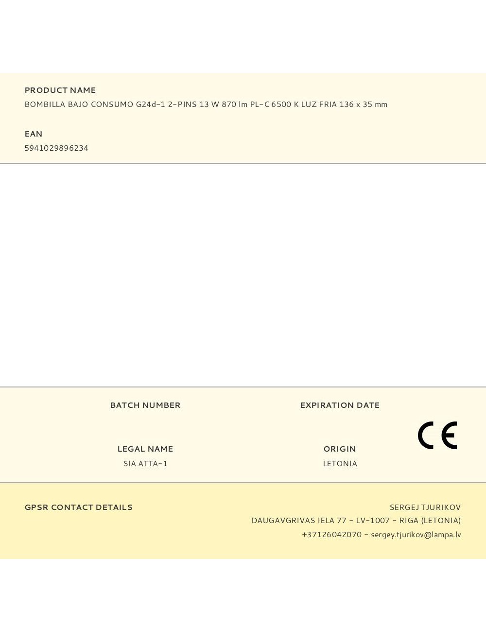 Bombilla bajo consumo g24d-1 2-pins 13 w 870 lm pl-c 6500 k luz fria 136 x 35 mm