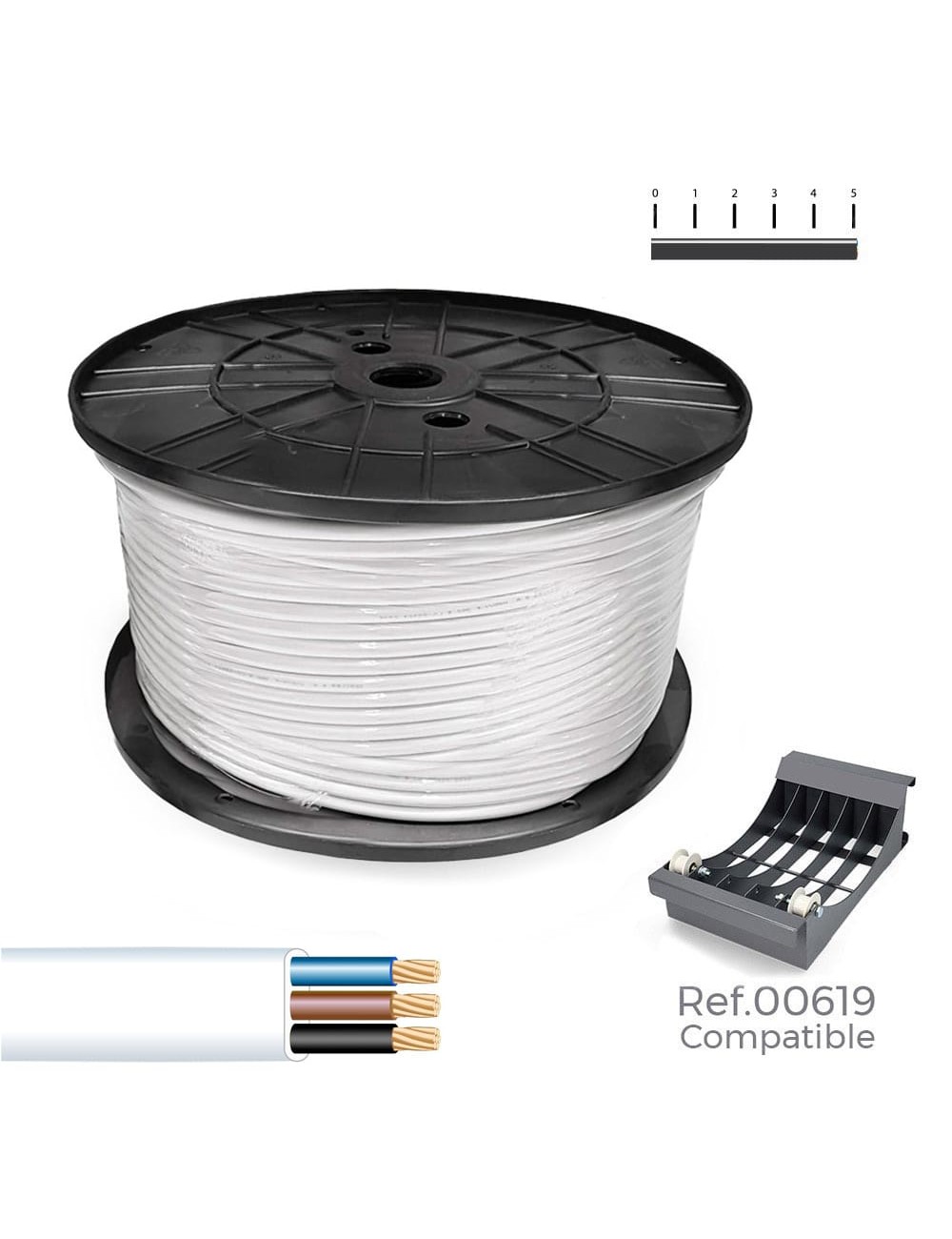 Manguera plana 3 x 1,50 mm blanca, 200 m. (bobina grande)