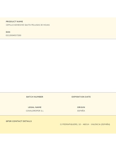 Cepillo adhesivo quita pelusas 30 hojas