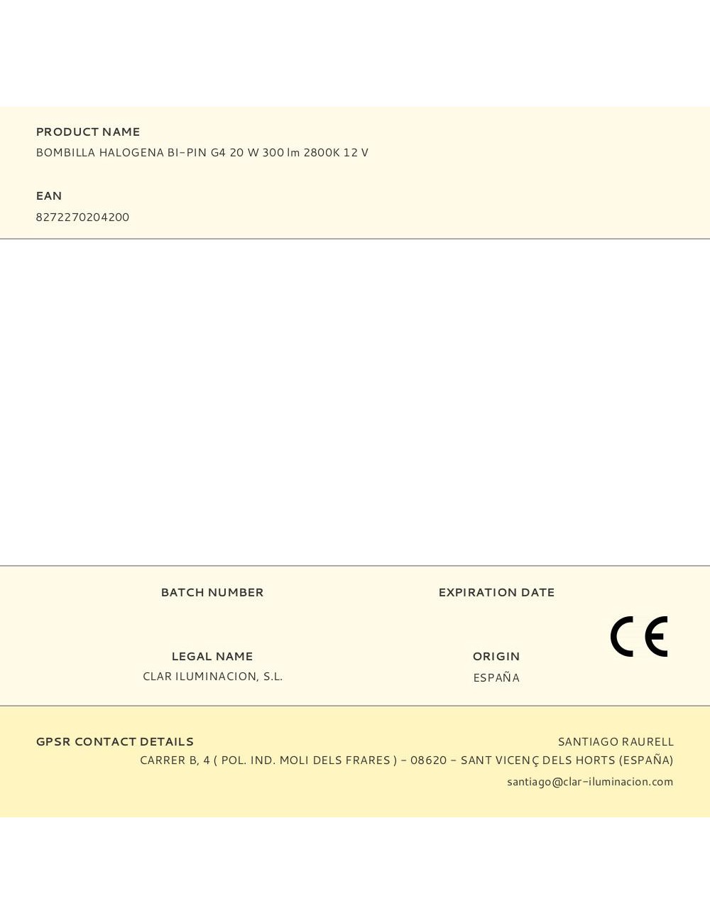 Bombilla halogena bi-pin g4 20 w 300 lm 2800k 12 v