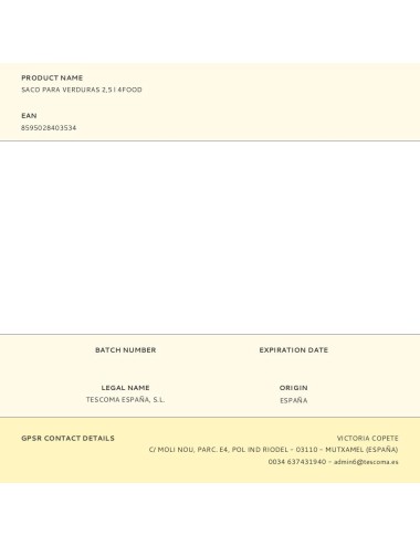 Saco para verduras 4food 2,5 l