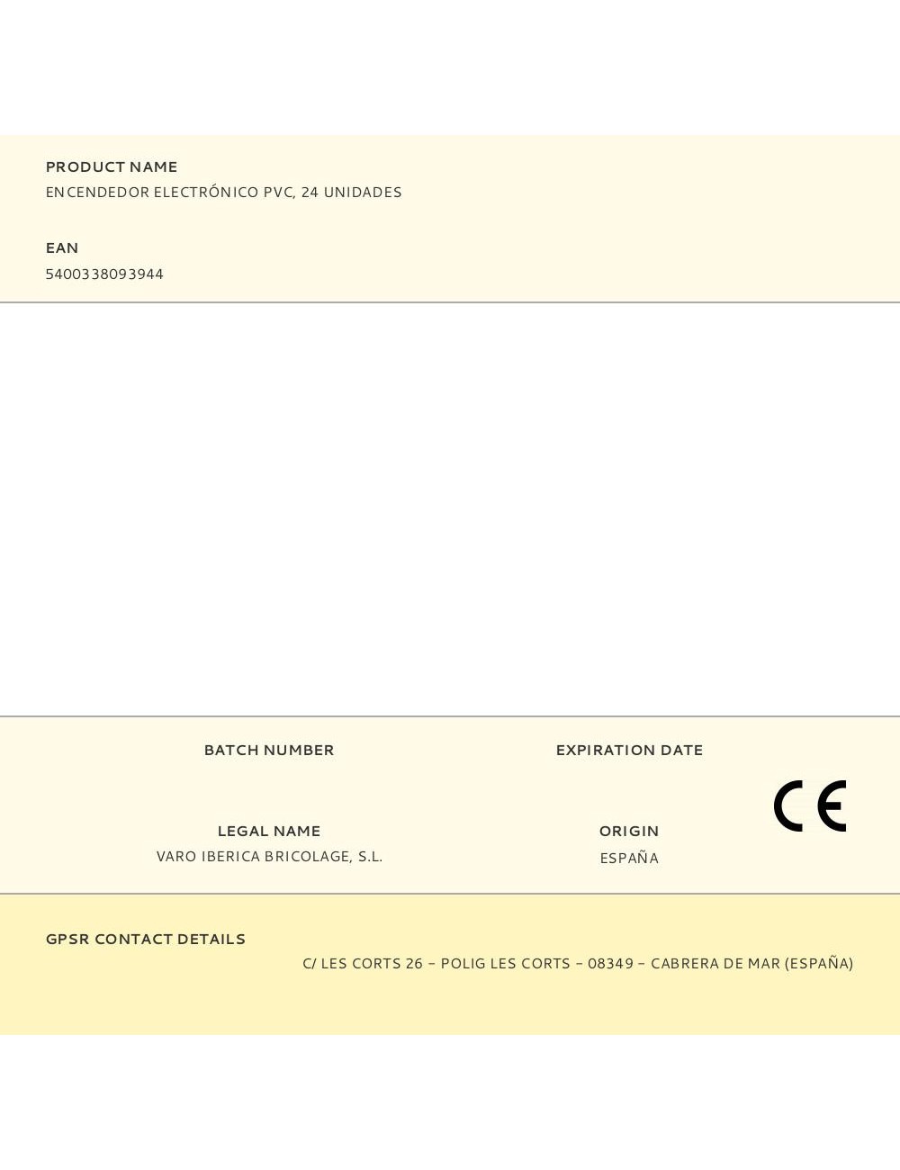 Encendedor electrónico pvc, 24 unidades