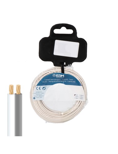 Carrete cable paralelo 2x0,75 mm blanco/gris "audio" 15 m