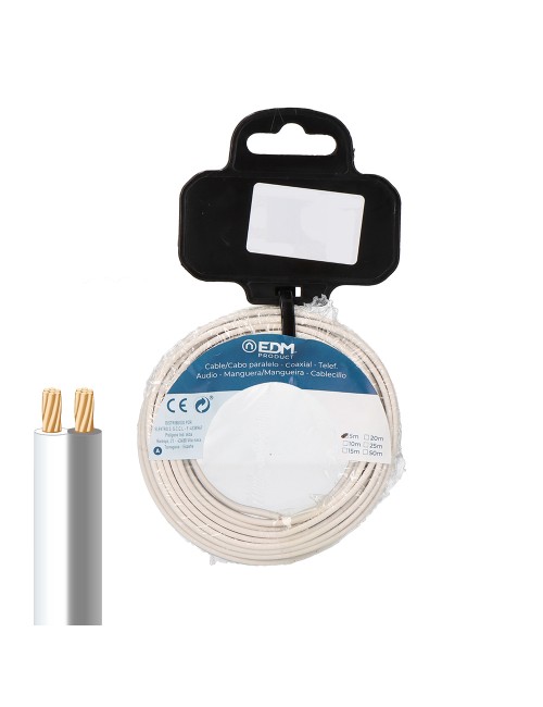 Carrete cable paralelo 2x1,50 mm blanco/gris "audio" 20 m