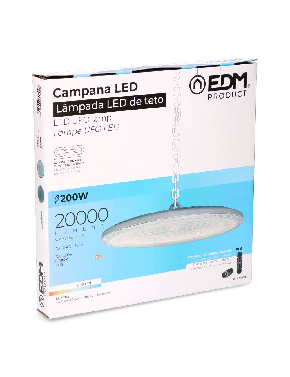Campana led 200 w 6400 k 20.000 lm ø33 x 4,5 cm
