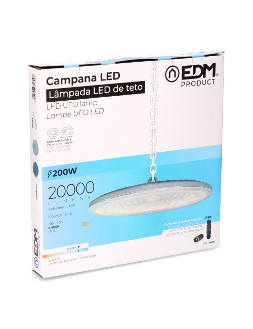 Campana led 200 w 6400 k 20.000 lm ø33 x 4,5 cm