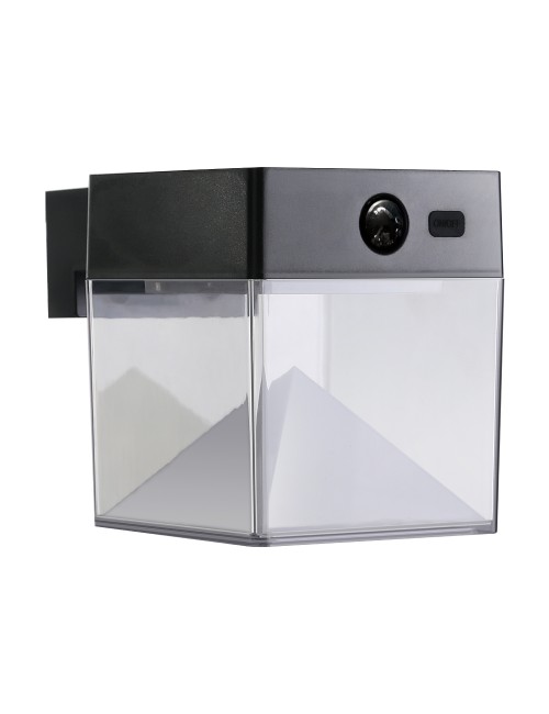 Aplique solar cuadrado 4 w 500 lm, 3.000/4.000/6.500 k, 3cct, con sensor, negro