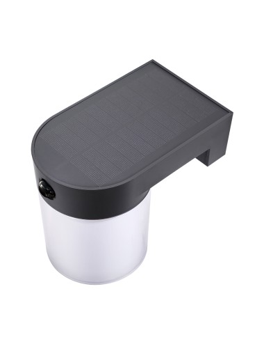 Aplique solar cilindrico 4 w 500 lm, 3.000/4.000/6.500 k, 3cct, con sensor, negro