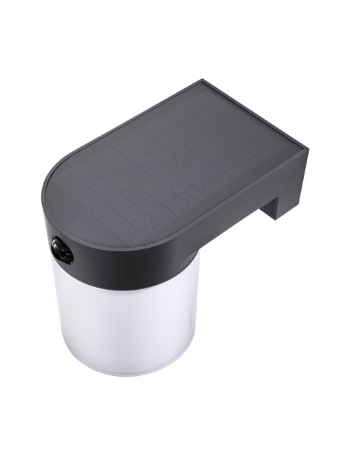 Aplique solar cilindrico 4 w 500 lm, 3.000/4.000/6.500 k, 3cct, con sensor, negro