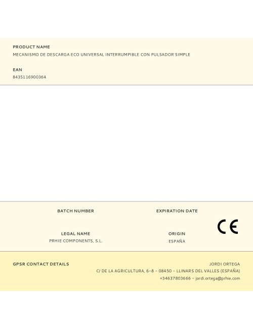 Mecanismo de descarga eco universal interrumpible con pulsador simple