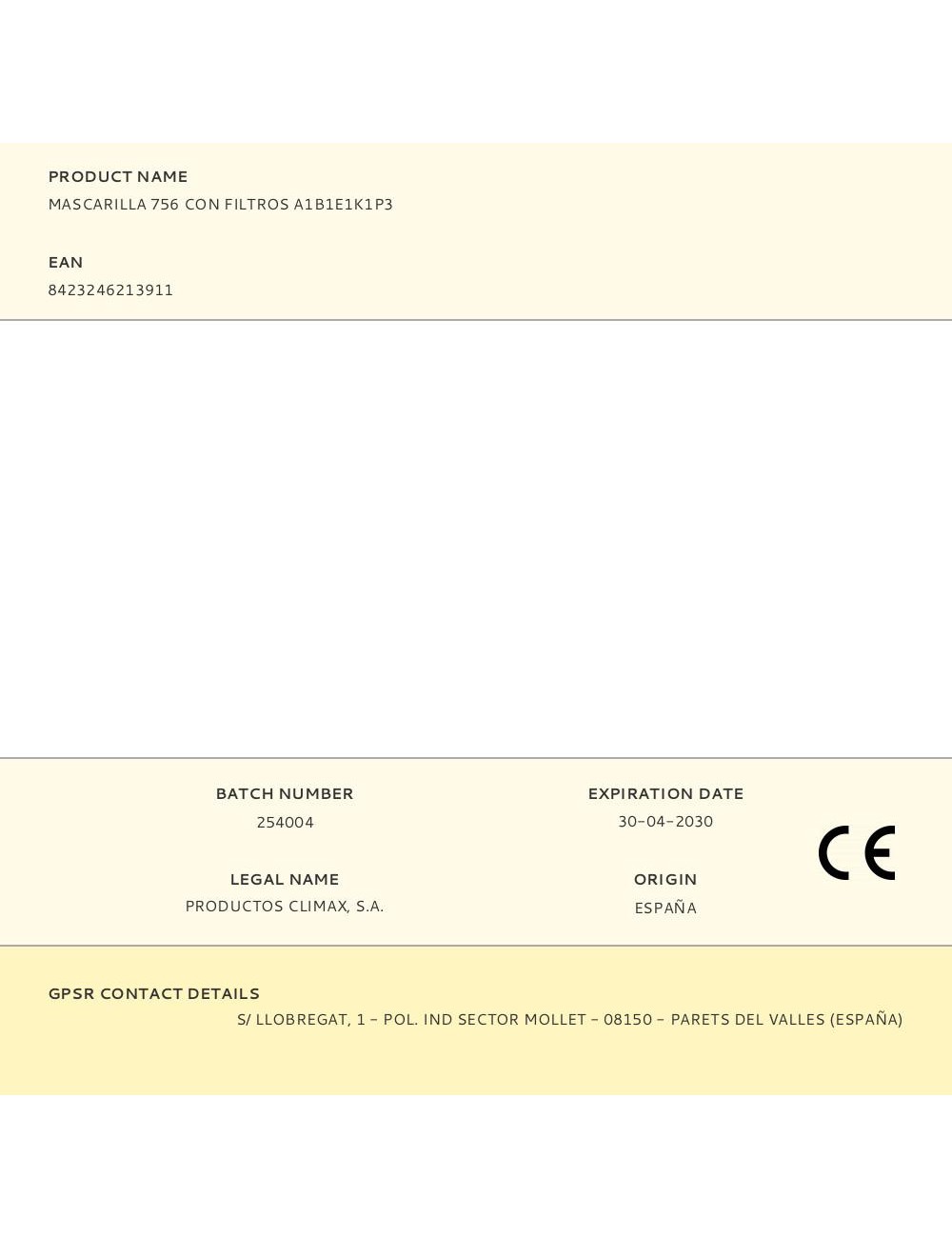 Mascarilla 756 con filtros a1b1e1k1p3