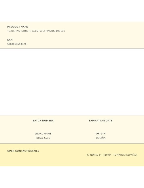 Toallitas industriales para manos, 100 uds