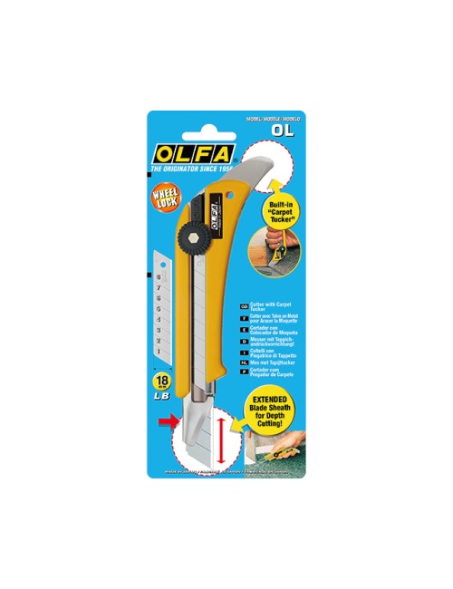 Cúter con bloqueo manual especial para el corte de moquetas con cuchilla de 18 mm