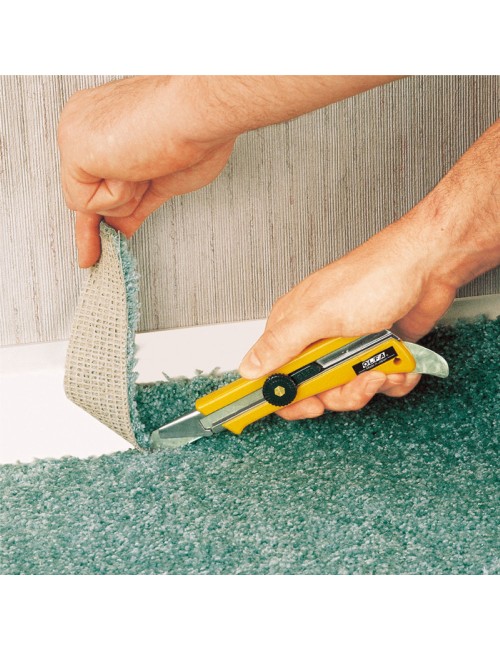 Cúter con bloqueo manual especial para el corte de moquetas con cuchilla de 18 mm