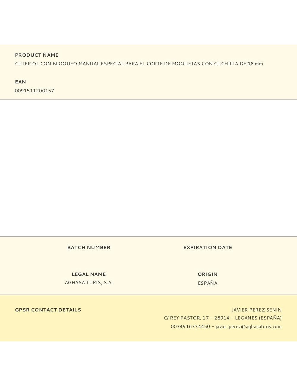 Cúter con bloqueo manual especial para el corte de moquetas con cuchilla de 18 mm