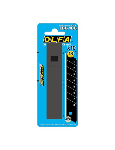 Juego de 10 cuchillas lbb-10b troceables negras 18 mm