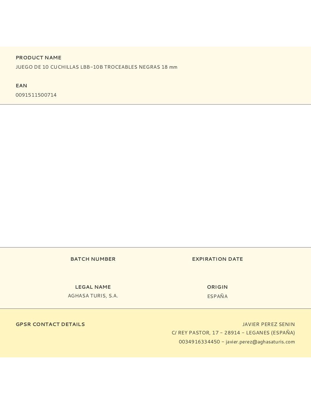 Juego de 10 cuchillas lbb-10b troceables negras 18 mm