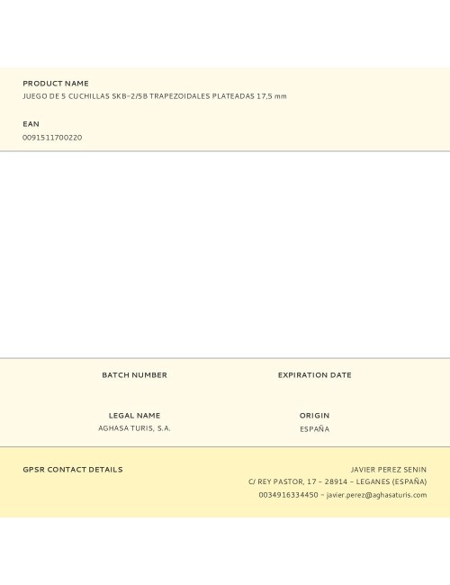 Juego de 5 cuchillas skb-2/5b trapezoidales plateadas 17,5 mm